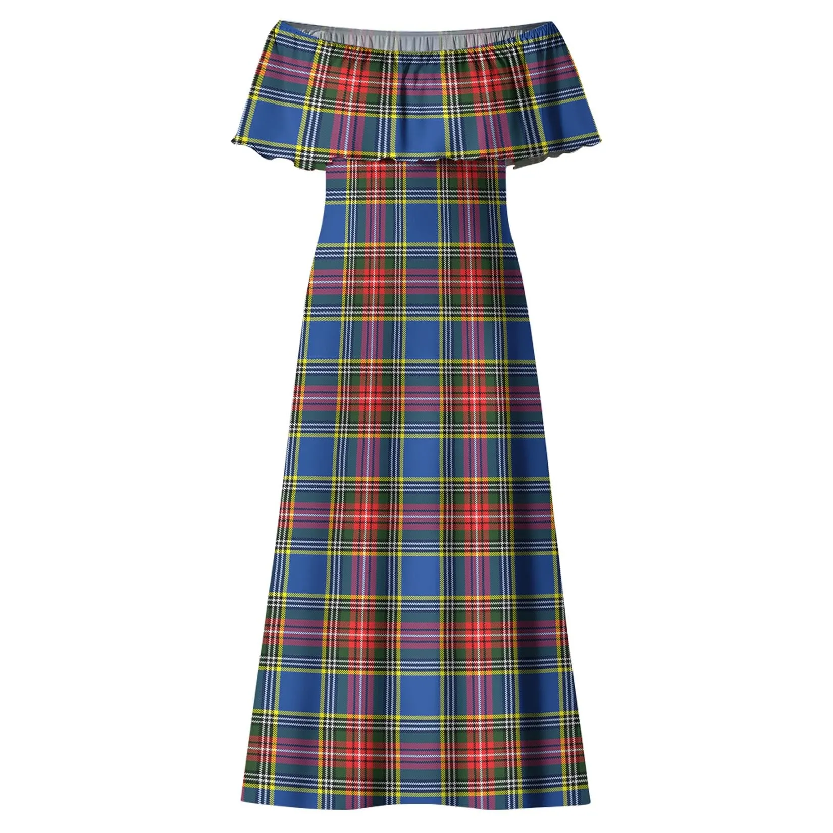 Bethune Tartan Off Shoulder Long Dress