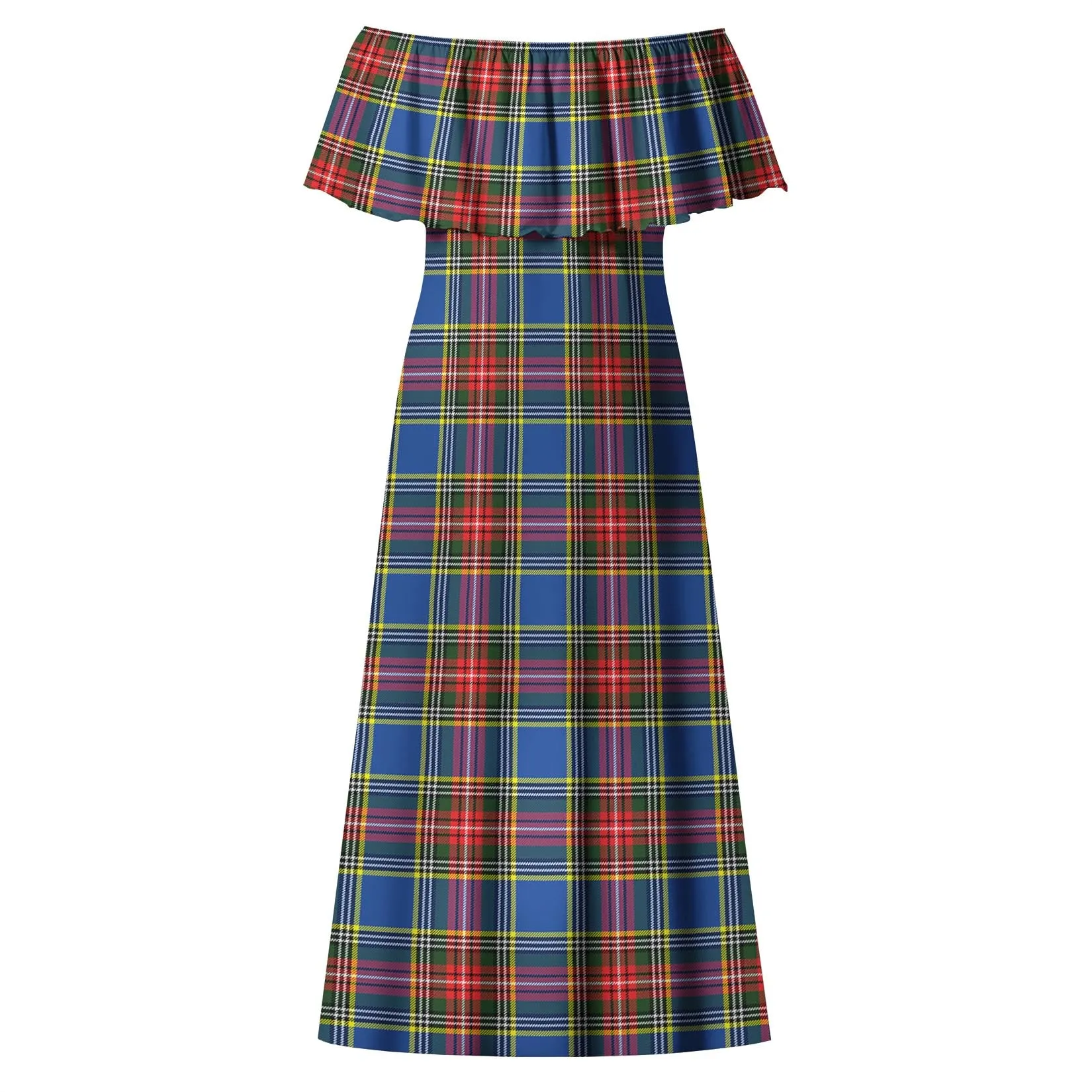Bethune Tartan Off Shoulder Long Dress