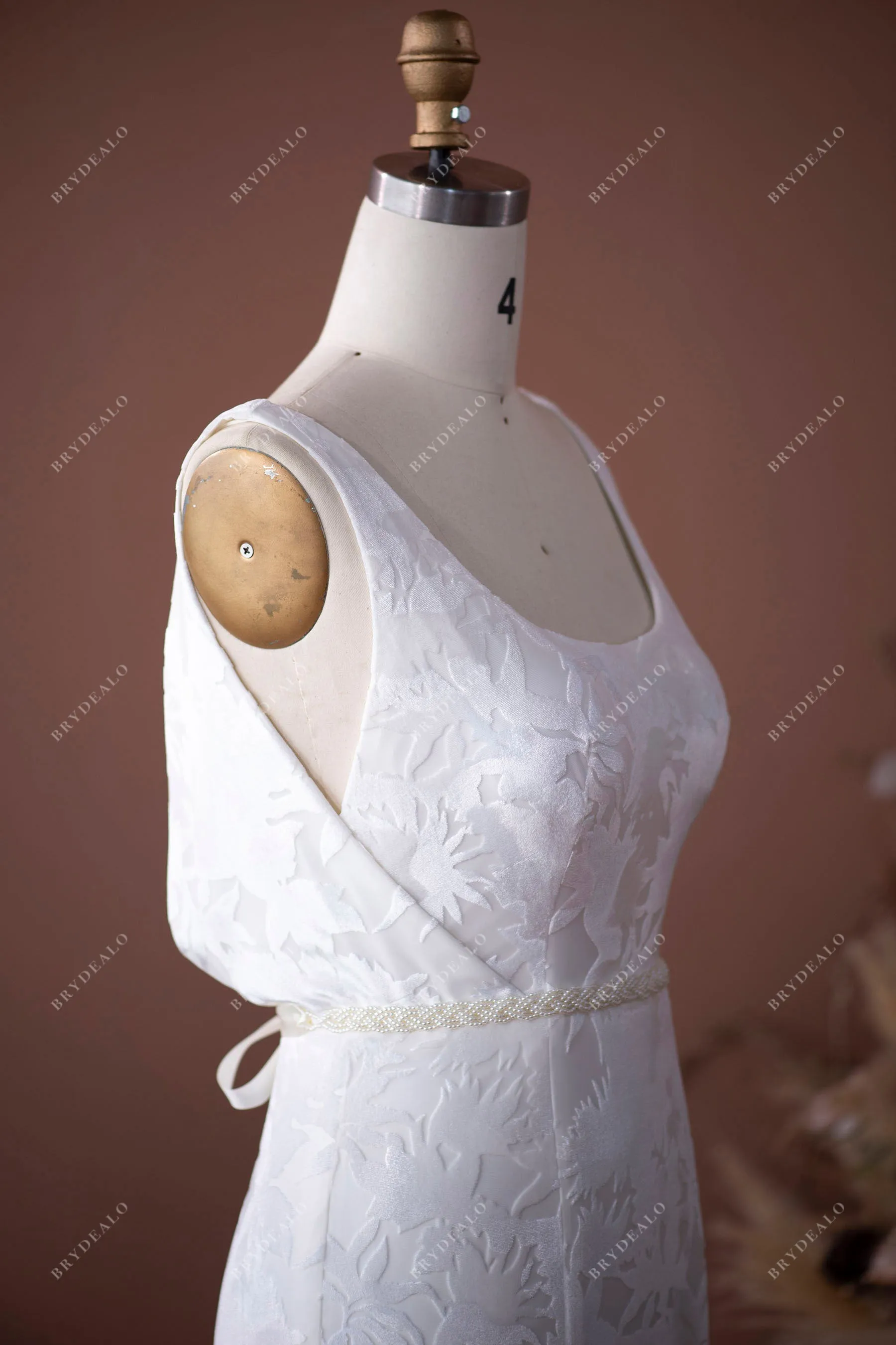 Designer Burnout Velvet Square Neck Mermaid Classic Wedding Dress