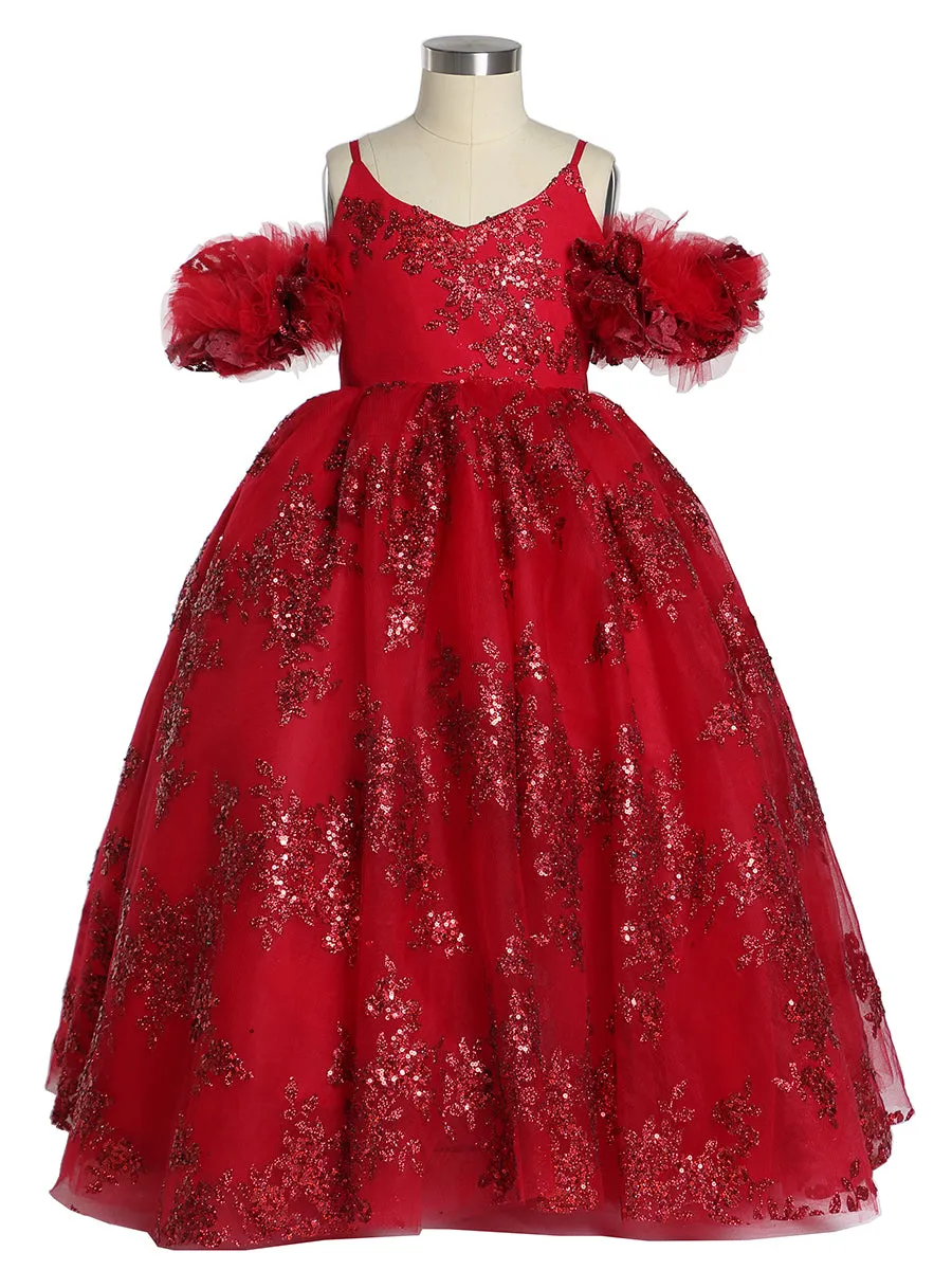 Green Sequin Tulle Flower Girls Dresses for Wedding Birthday Party Children Photo Shoot Dress YEWEN