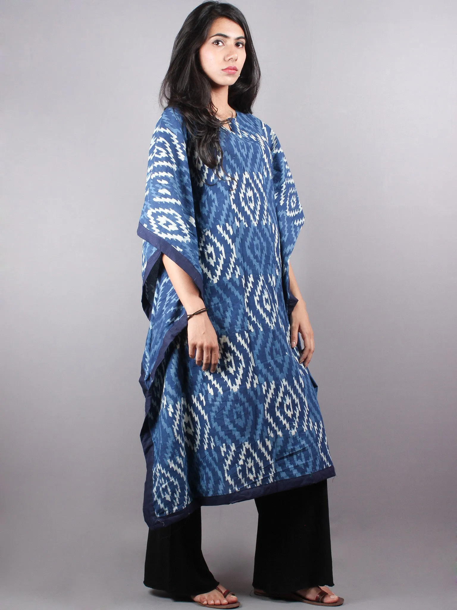 Indigo Hand Block Printed Kaftan - K1536F02