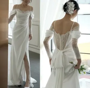 kamahe White Off The Shoulder Wedding Dress Long Prom Gown