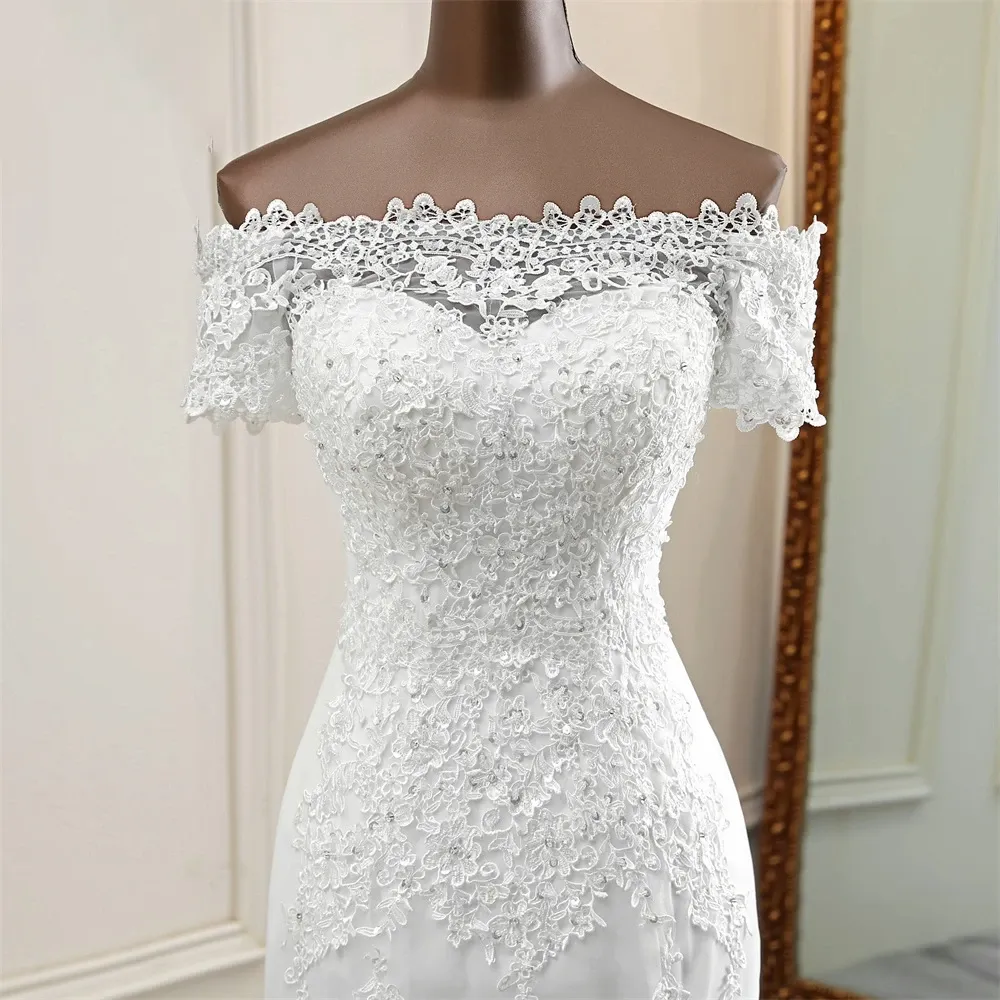 Lace Wedding Dress Mermaid Wedding Gown Off the Shoulder Bridal Gown