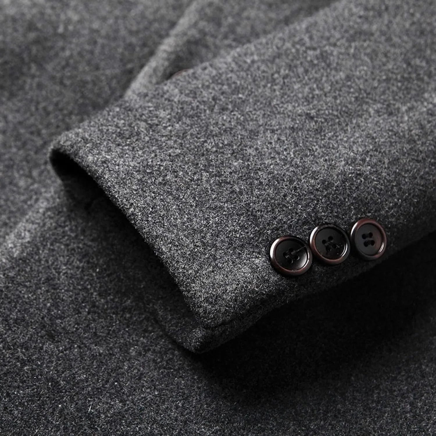 Lu's Chic Men's Wool Blend Coat Slim Fit Pea Coats Winter Thermal Single Breasted Coat Jacket Pocket Long Sleeve Overcoat