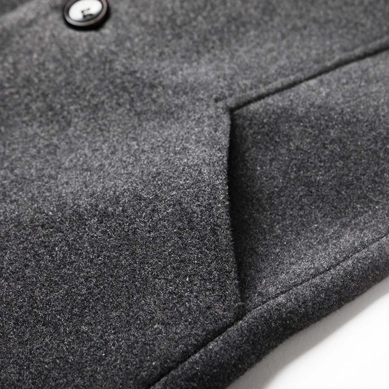 Lu's Chic Men's Wool Blend Coat Slim Fit Pea Coats Winter Thermal Single Breasted Coat Jacket Pocket Long Sleeve Overcoat