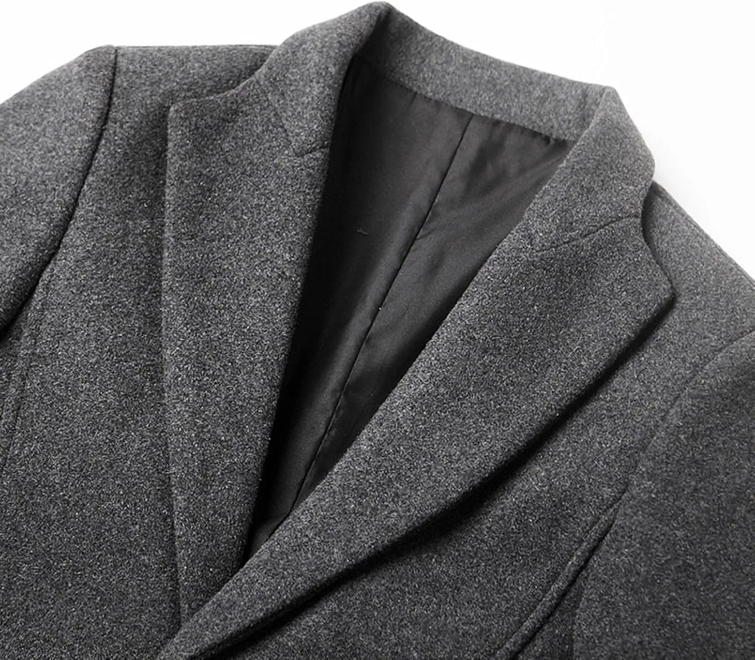 Lu's Chic Men's Wool Blend Coat Slim Fit Pea Coats Winter Thermal Single Breasted Coat Jacket Pocket Long Sleeve Overcoat