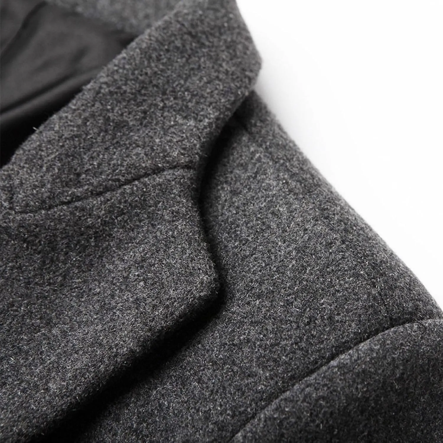 Lu's Chic Men's Wool Blend Coat Slim Fit Pea Coats Winter Thermal Single Breasted Coat Jacket Pocket Long Sleeve Overcoat