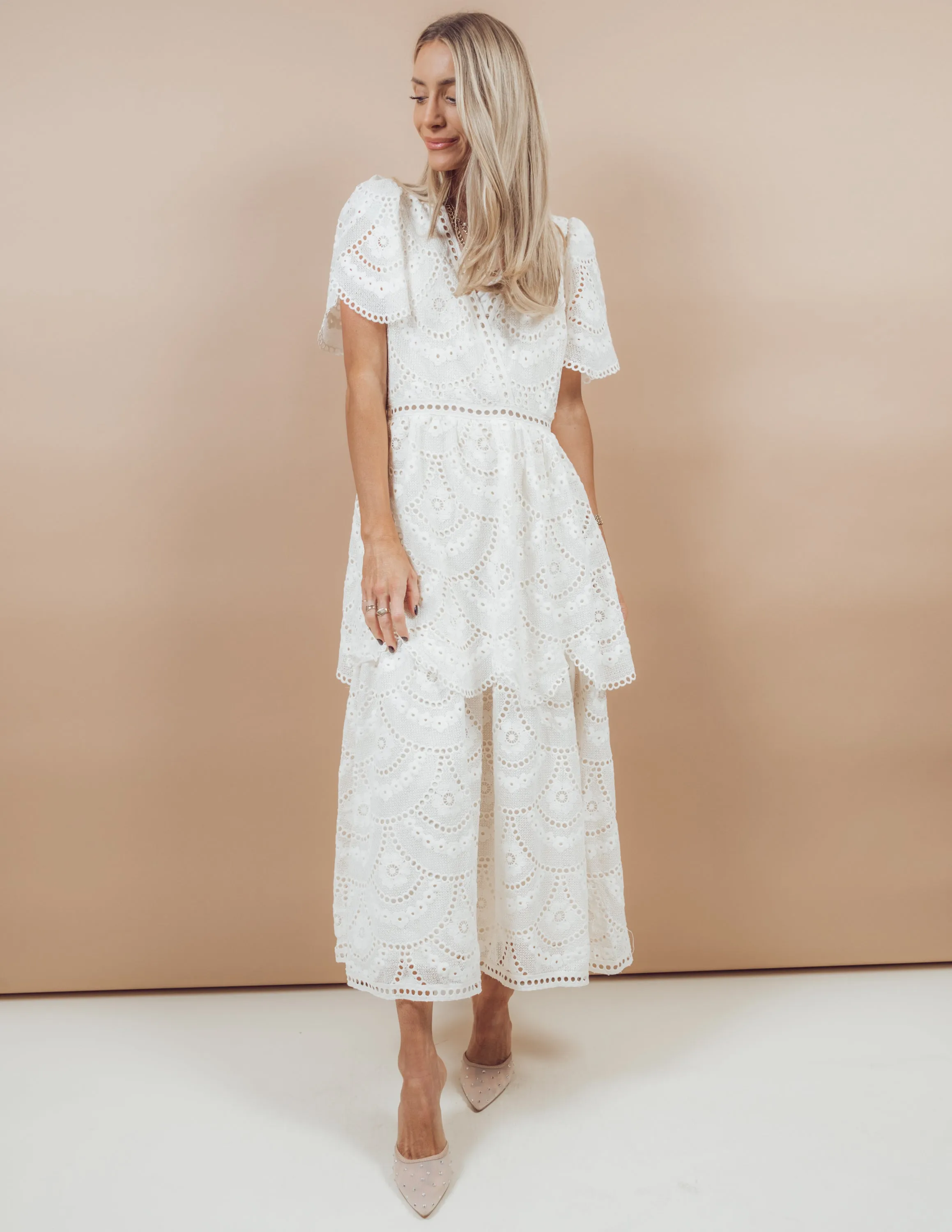 Marta Scalloped Midi Dress