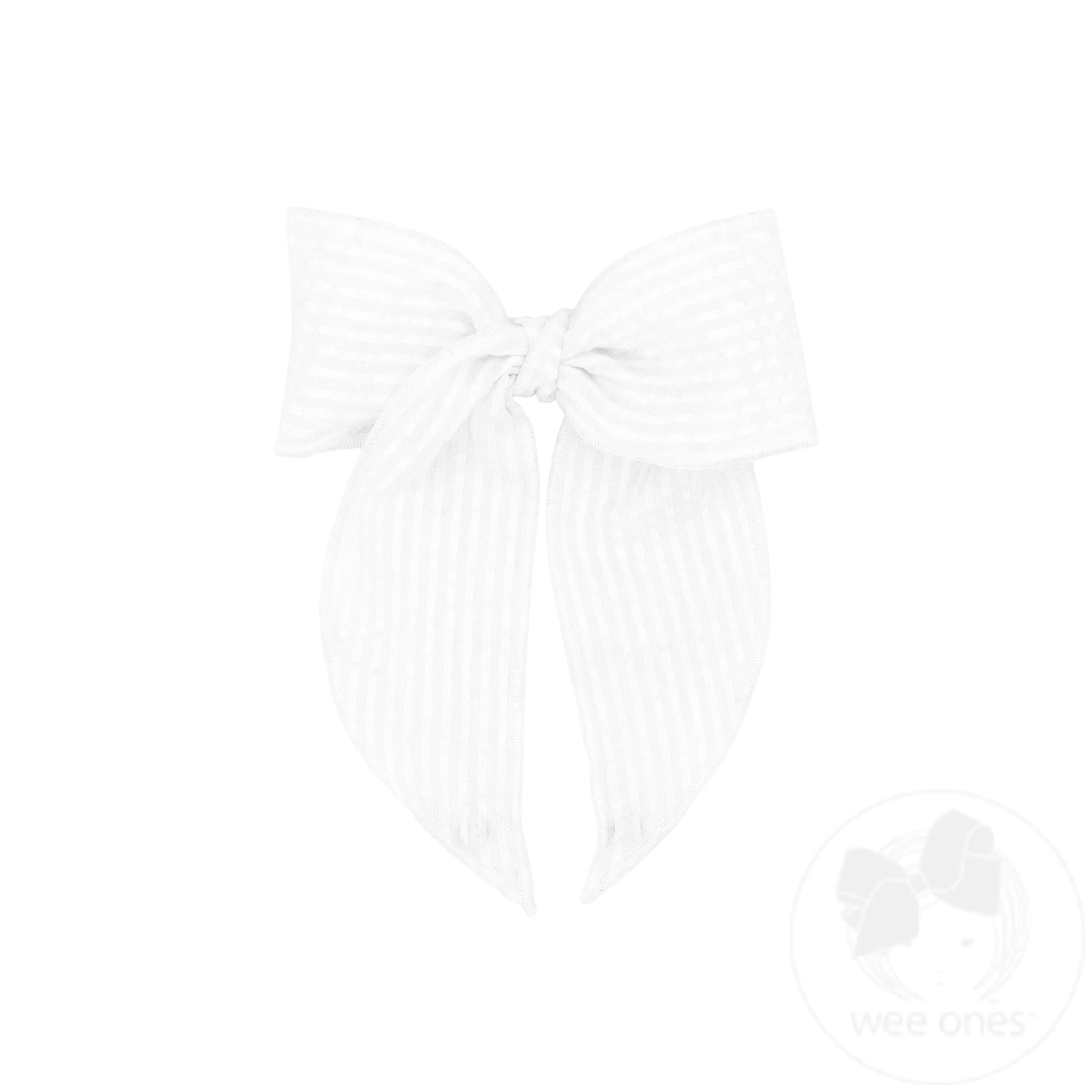 Medium Seersucker Bowtie with Twisted Wrap and Whimsy Tails