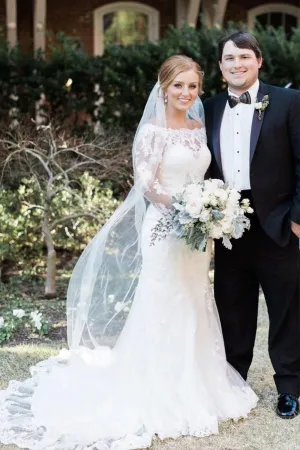 Mermaid Long Sleeve Ivory Lace Wedding Dress