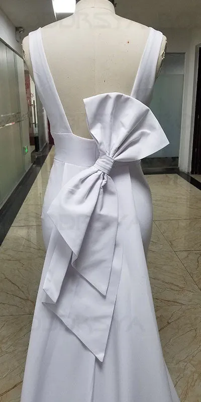 Mermaid Wedding Dresses With Detachable Train Bow Wedding Gown For Bride