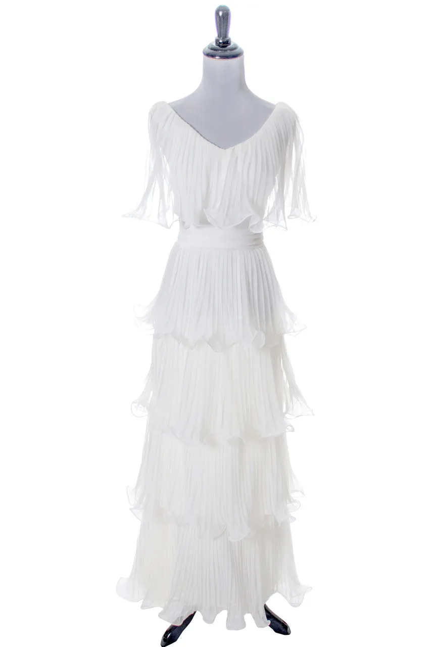 Miss Elliette Vintage Dress White Layered Chiffon Ruffles