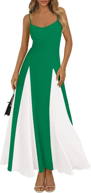 PRETTYGARDEN Spaghetti Strap Backless Summer Dresses for Women 2025 Flowy Maxi Dresses Sleeveless Wedding Guest Dress