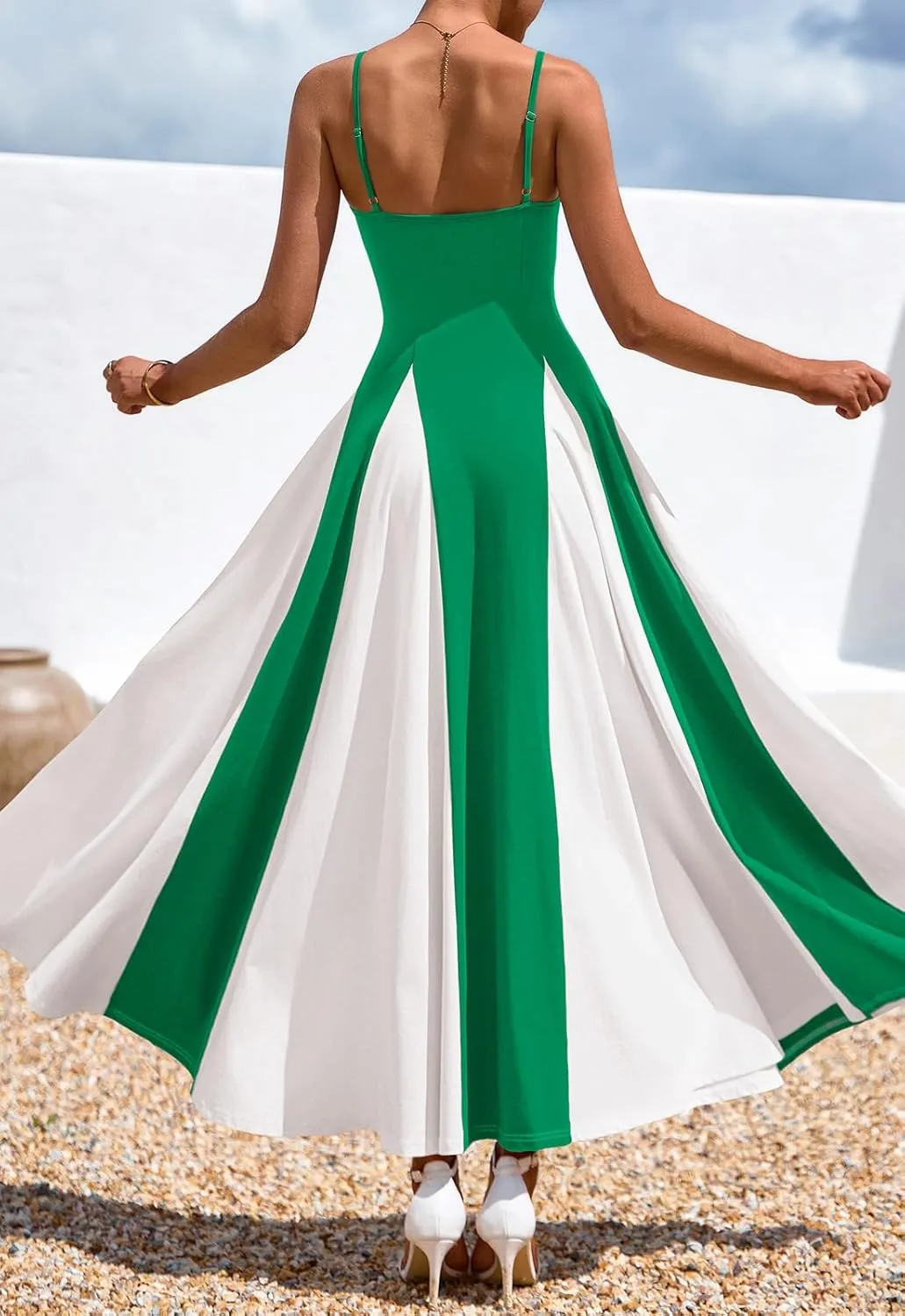 PRETTYGARDEN Spaghetti Strap Backless Summer Dresses for Women 2025 Flowy Maxi Dresses Sleeveless Wedding Guest Dress