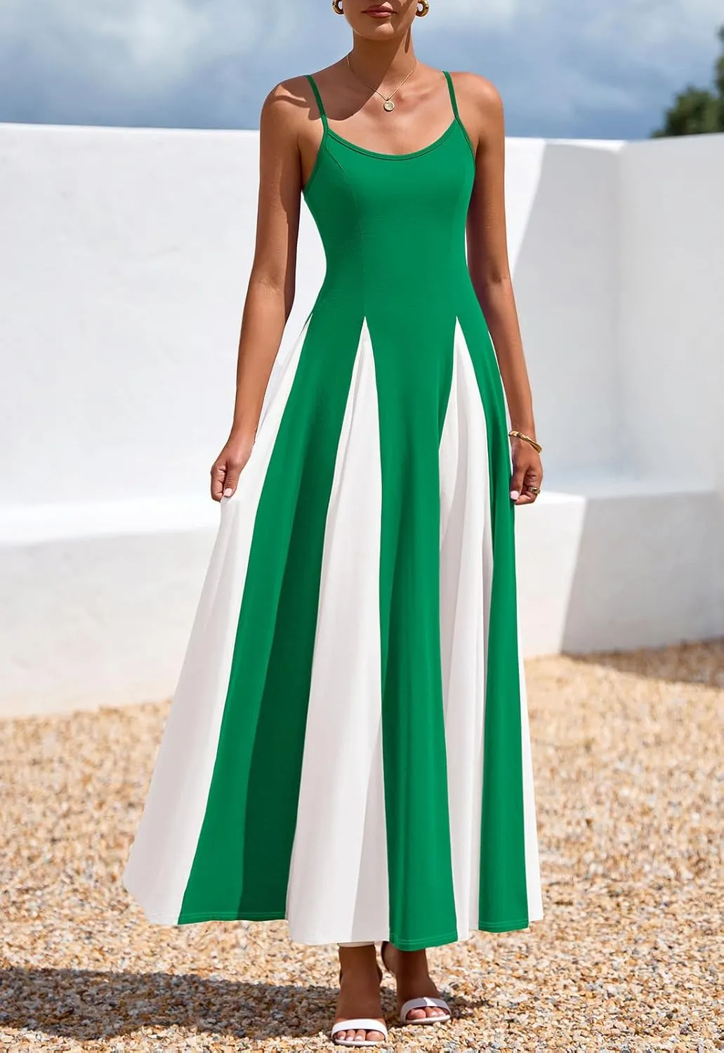 PRETTYGARDEN Spaghetti Strap Backless Summer Dresses for Women 2025 Flowy Maxi Dresses Sleeveless Wedding Guest Dress