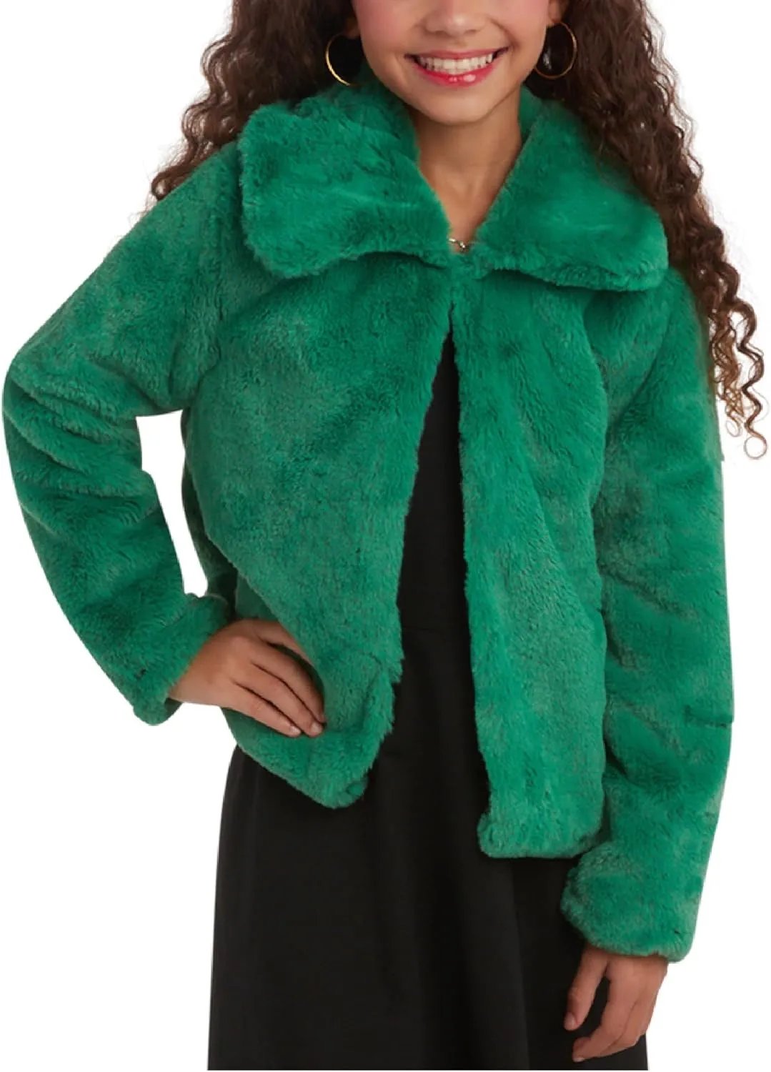 URBAN REPUBLIC Girls' Bolero Jacket - Stylish Cropped Faux Fur Bolero Cardigan - Fashion Outerwear Jackets for Girls (7-14)