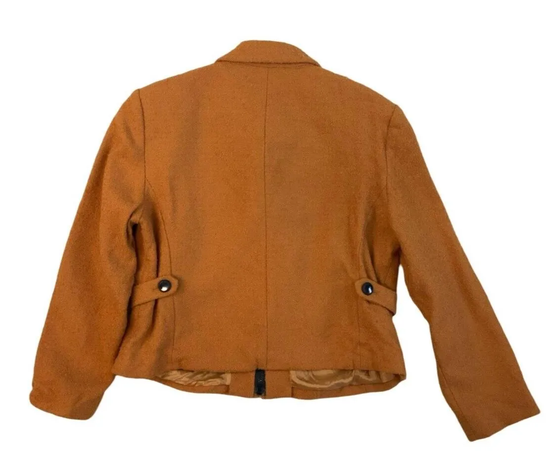 VTG USA LADIES PENDLETON PETITE WOOL JACKET BLAZER BURNT ORANGE ROCKABILLY SZ 12