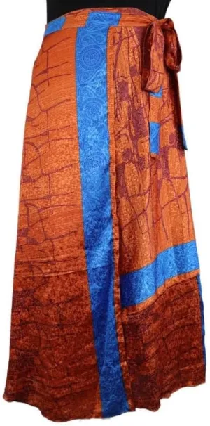 YILLE Boho Silk Vintage Wrap Long Skirt for Women Handmade Ethnic Tie Waist Gypsy Skirt Multicolor Asymmetrical Free Size, Ethnic Fashion for Any Occasion and Casual Outings (Pack of 3)